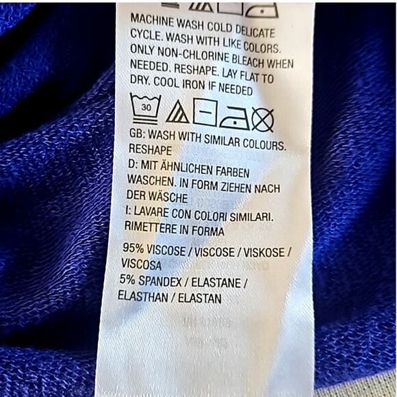 NWOT Isaac Mizrahi Live! Women’s Blue Short Sleeve Belted French Terry Dress 1X - Picture 5 of 8